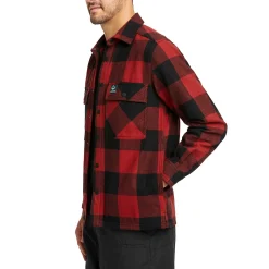 Wolverine Forge Flannel Overshirt Dark Red Plaid Outlet
