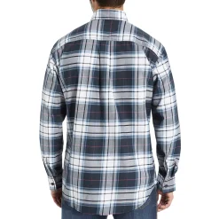 Wolverine FR Plaid Long Sleeve Twill Shirt Navy Plaid Store