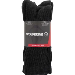 Wolverine 4-PK Cotton Crew Sock Black Store