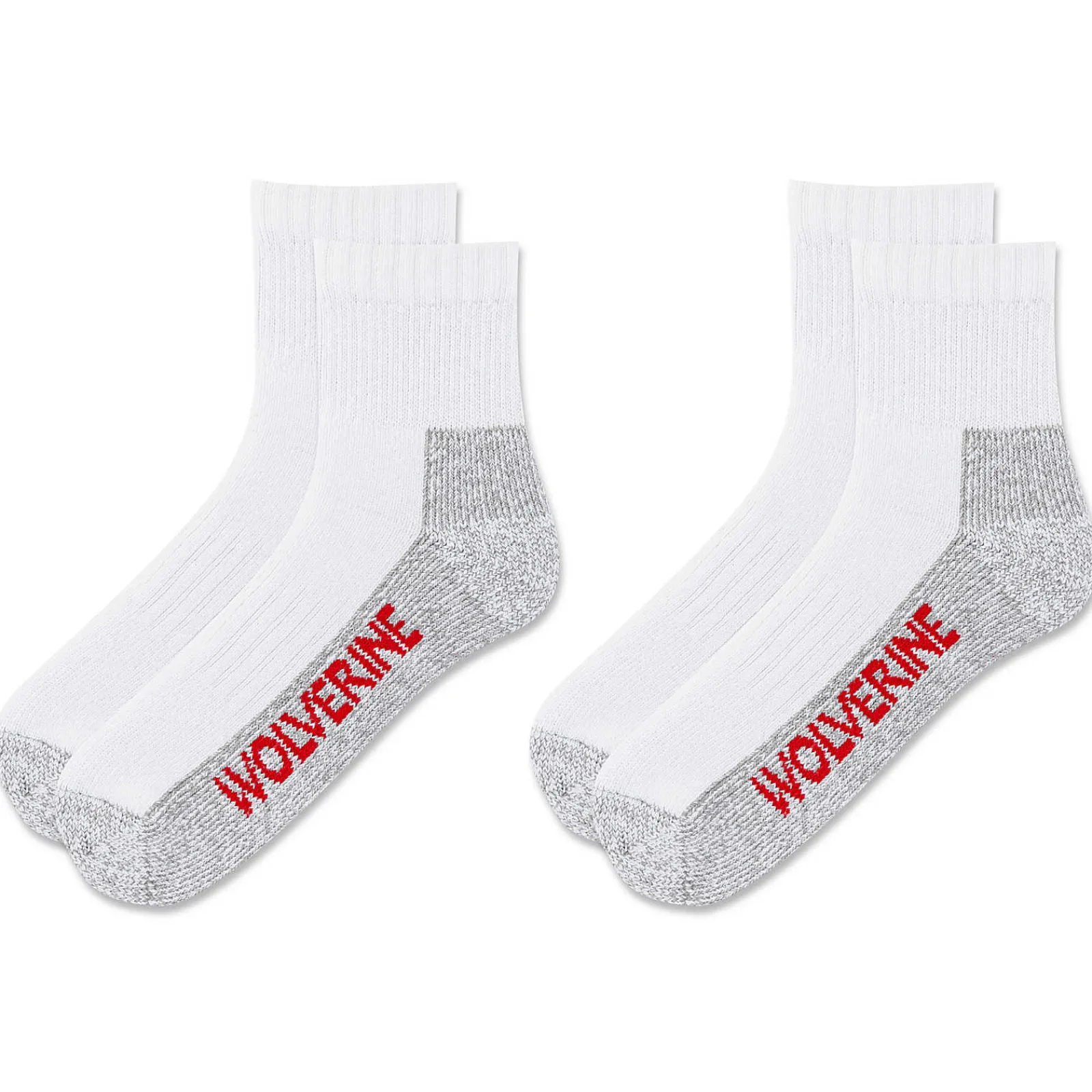 Wolverine 2-PK Steel-Toe Cotton Quarter Sock White Clearance