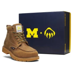 Wolverine X Valiant University Of Michigan Floorhand Moc Toe Work Boot Tan Discount