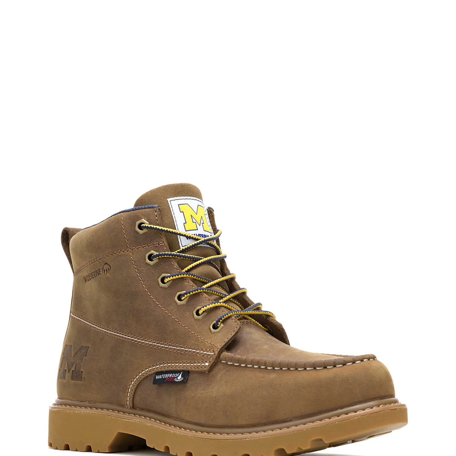 Wolverine X Valiant University Of Michigan Floorhand Moc Toe Work Boot Tan Discount